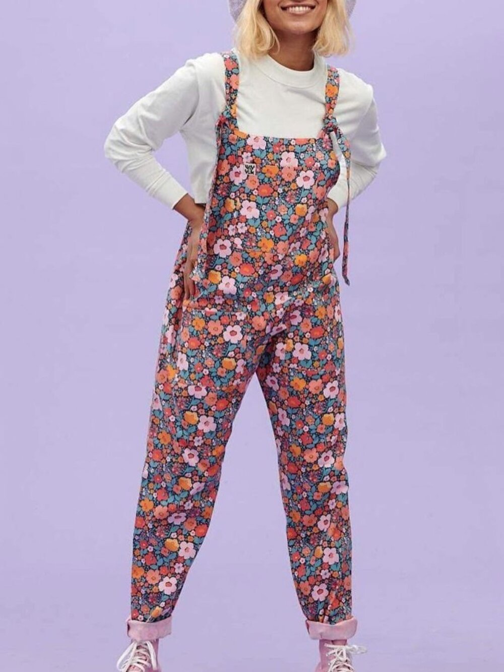 Lucy & Yak Ltd Ed Dune Retro Floral Whimsical Overalls Dungarees US 8L/ UK 12L